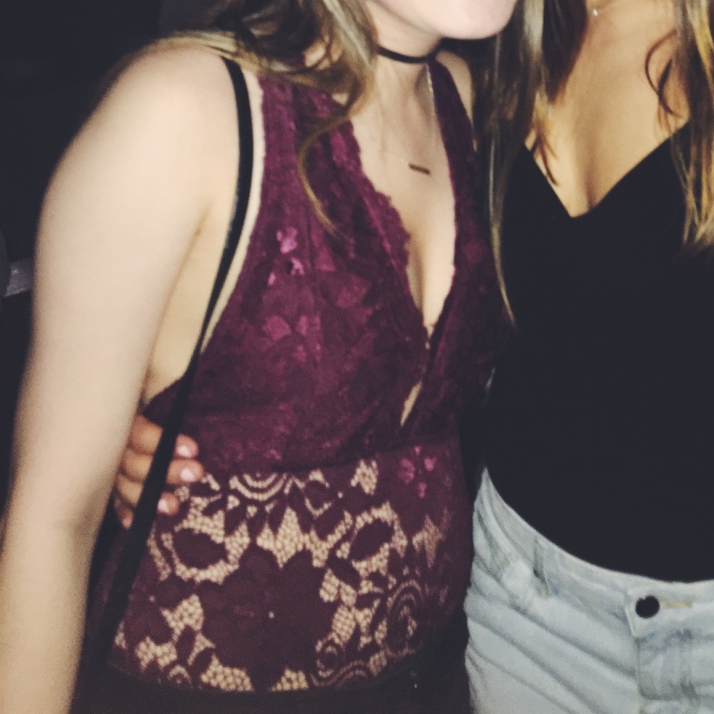 Maroon lace bodysuit